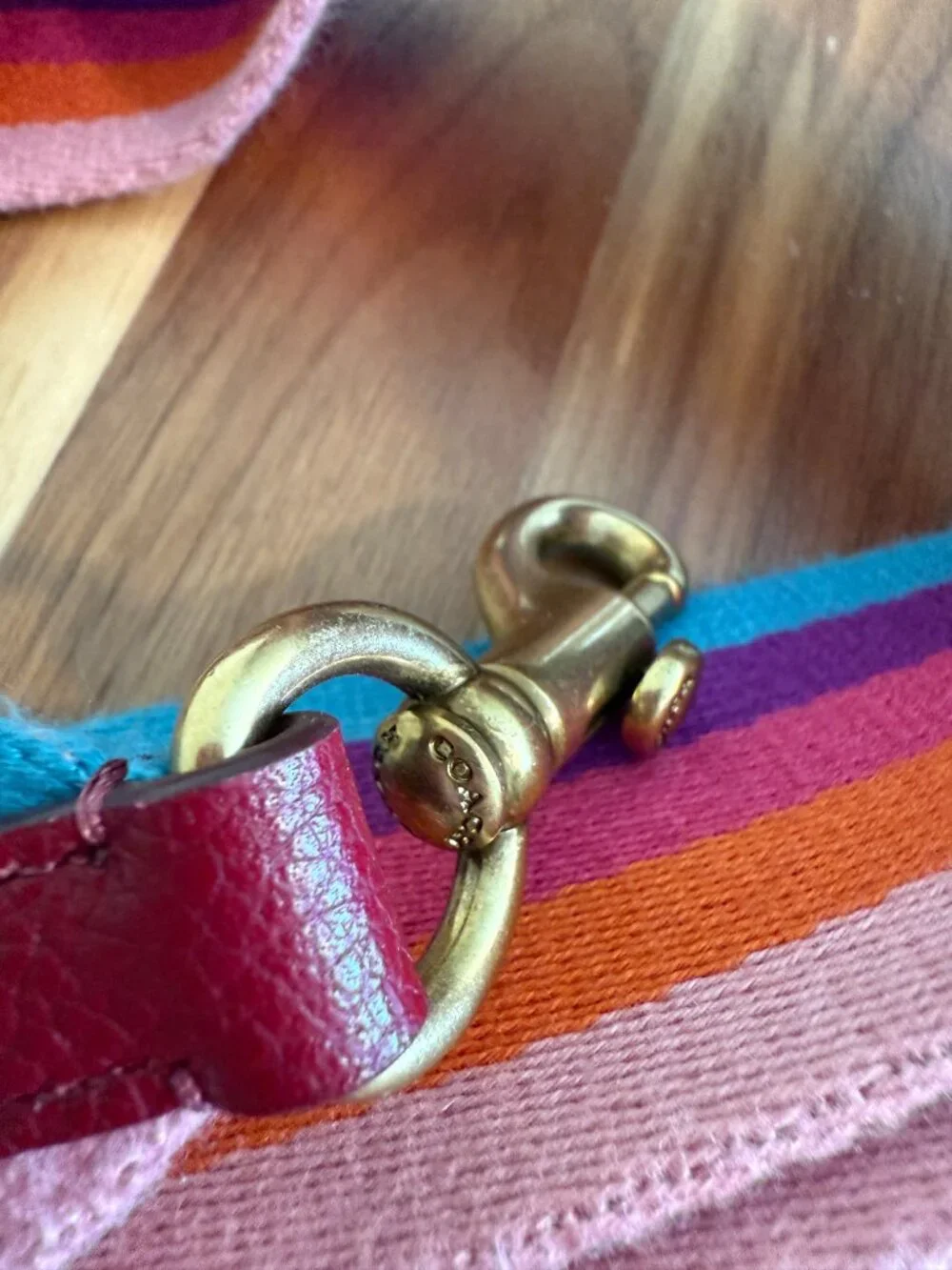 Coach Rainbow Striped Webbing Strap adjustable EUC